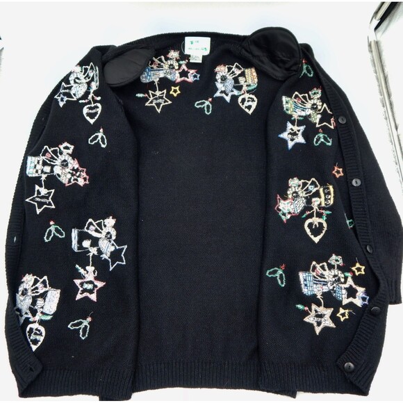 The Quacker Factory Angel Blessings Holiday Christmas Cardigan Sweater Size M - Picture 5 of 7